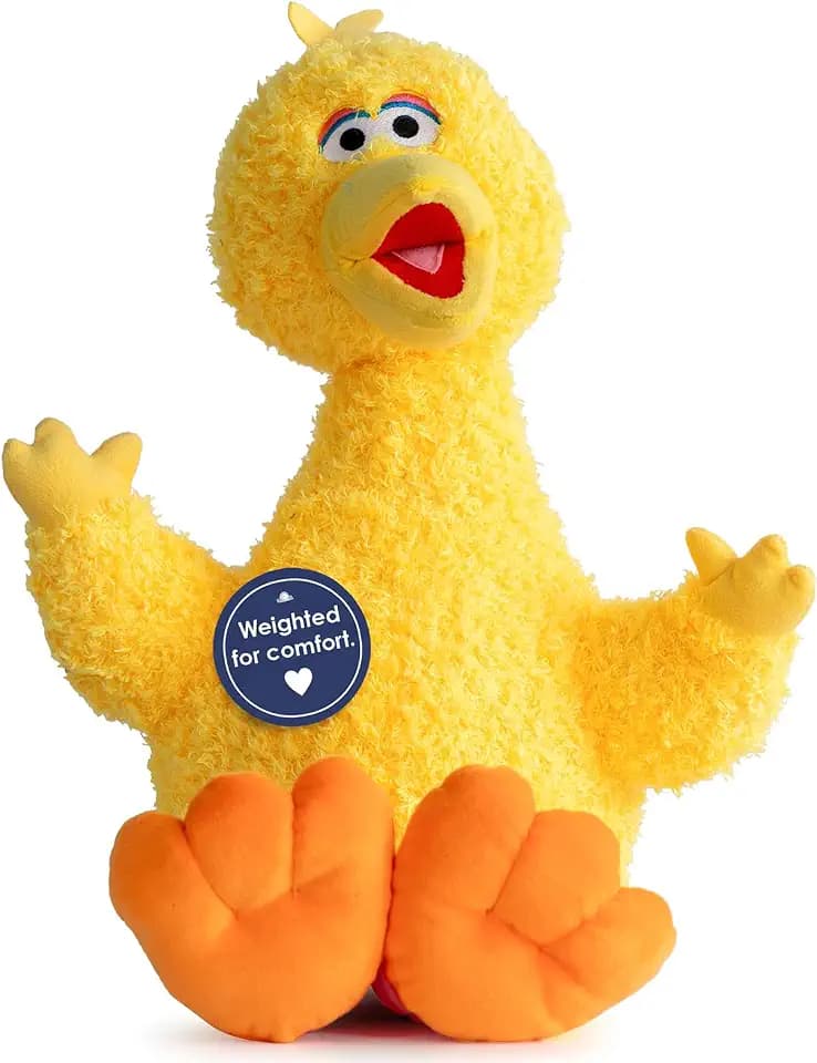 Sesame Street Big Bird Toddler Weighted Fuzzy Plush Pillow Buddy, Yellow