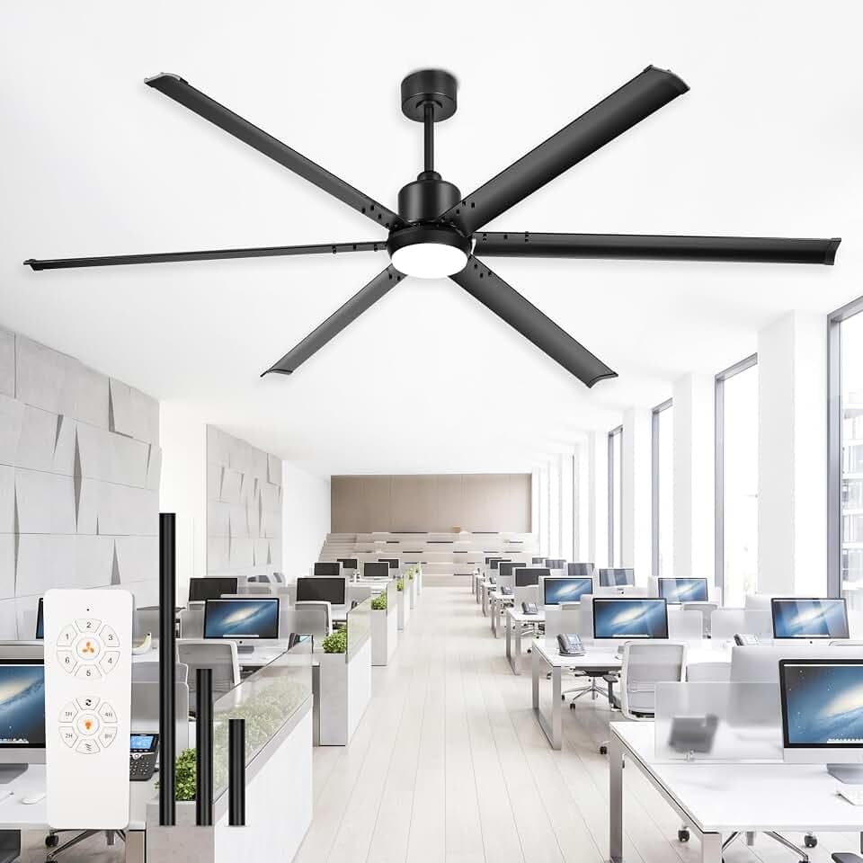 72-Inch Large Ceiling Fan with Light, Aluminum Blades,Matte Black