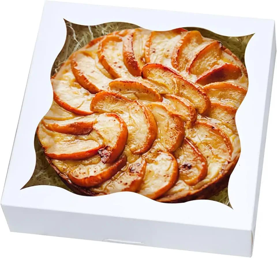 qiqee Auto-pop Up 24Packs White Pie Boxes with Window 12x12x3 Inch Cookie Donut Bakery Box