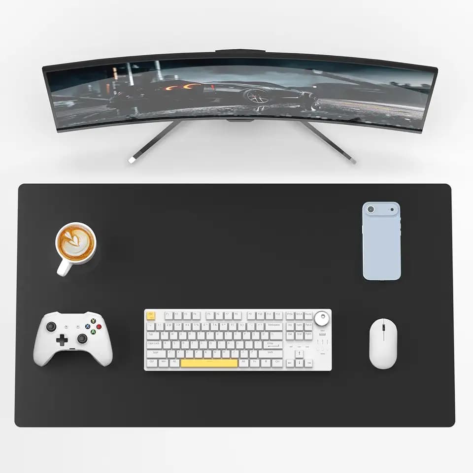 Extra Large Glass Mouse Pads31.5”x15.7“ Black Mousepad Sandblasted Surface Glass Mousepad Gaming, Hard Smooth&Durable Hard Mouse Pad with Non-Slip Base for Office, Gaming, Home (Black)