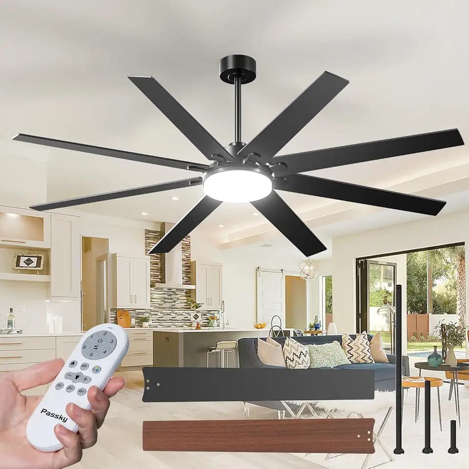 72 inch Ceiling Fans with Lights, Large Modern Ceiling Fan with Light and Remote Control, Reversible, 3CCT, Dimmable, Quiet, Black Ceiling fan For Bedroom, Living Room, Patio Farmhouse, Indoor/Outdoor