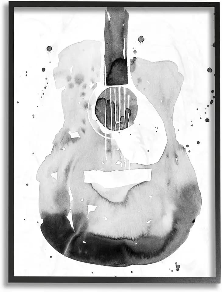Acoustic Guitar Watercolor Floral, 16 x 20 Inch Framed Giclée Print