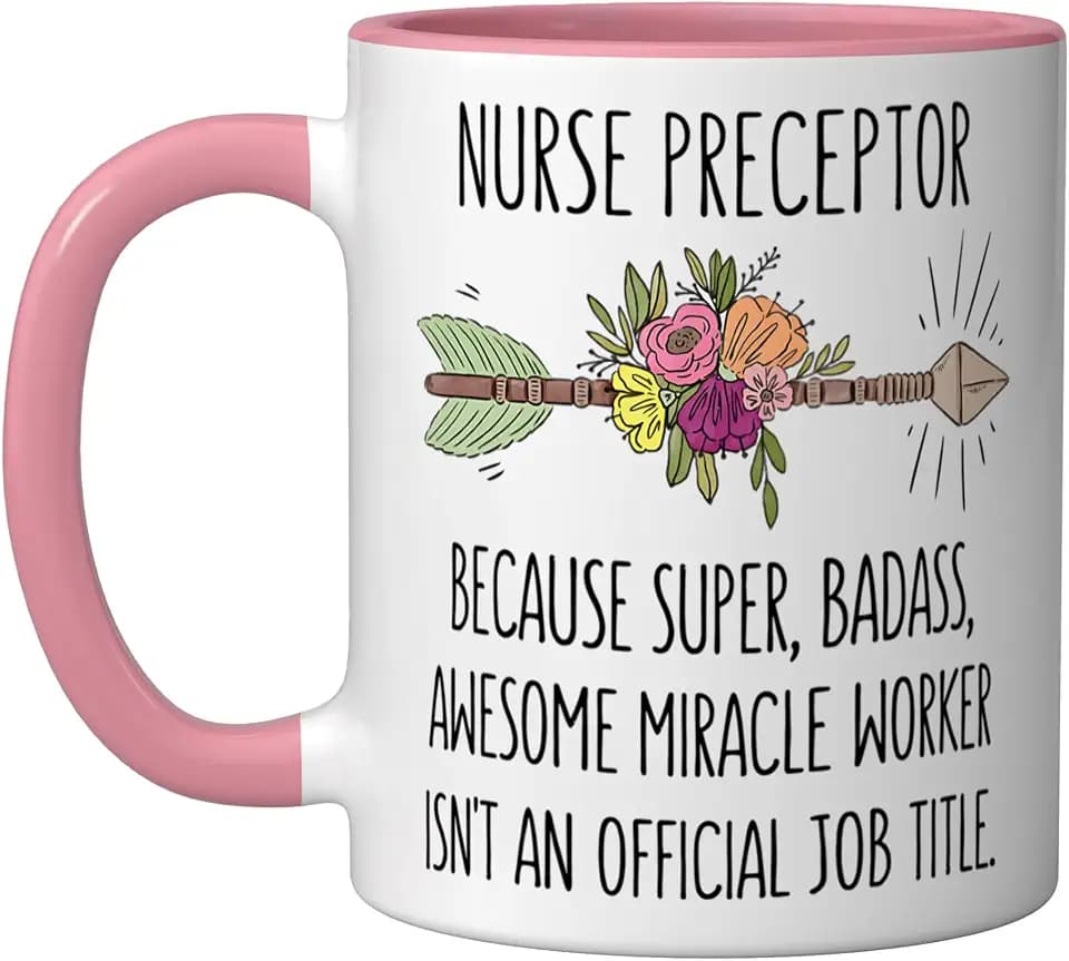 Nurse Preceptor Teacher Mentor, Clinical Preceptor Ceramic Mug, Pink/White