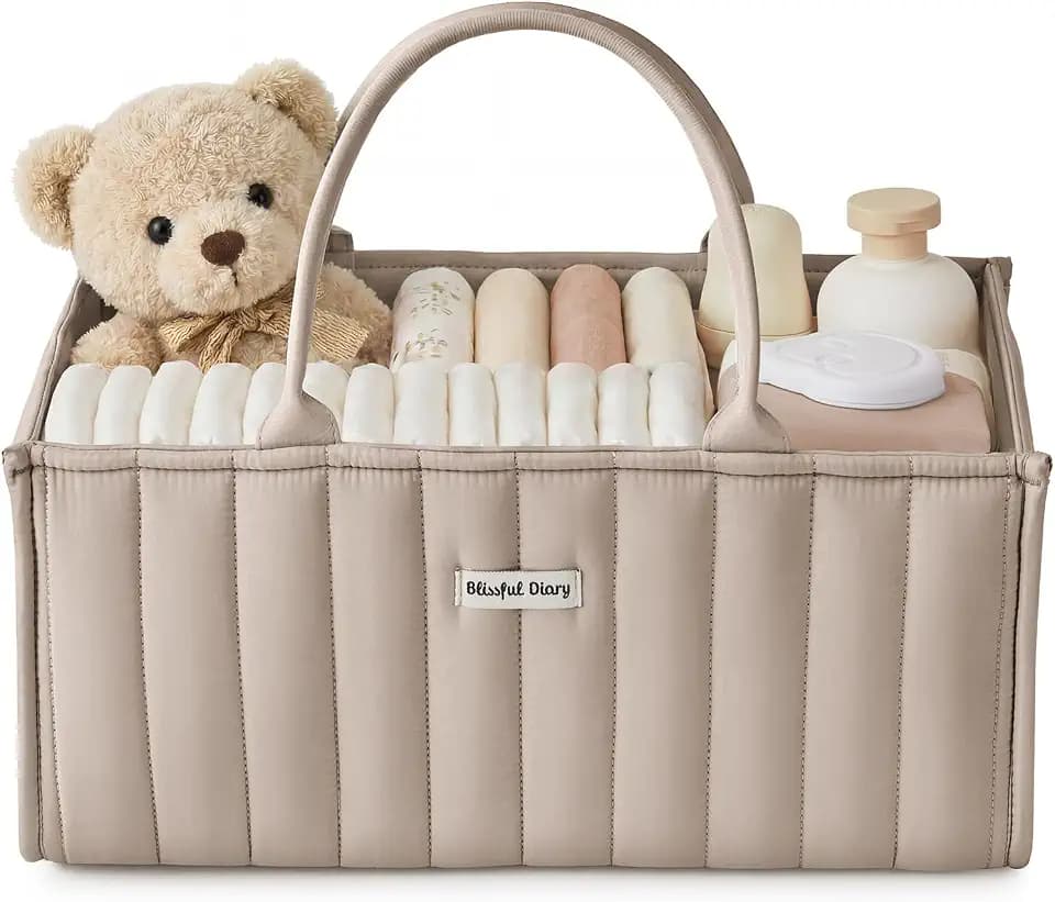 Blissful Diary Baby Diaper Caddy Organizer, Nursery Storage,Sand