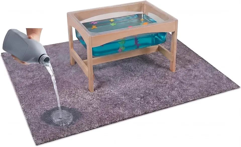 Nuanchu Sensory Table Mat for Kids 58"x45" Waterproof Absorbent Floor Protector TPR Non-Slip Play Mat for Water Sand Tables, Sensory Activities, Easy Clean & Machine Washable