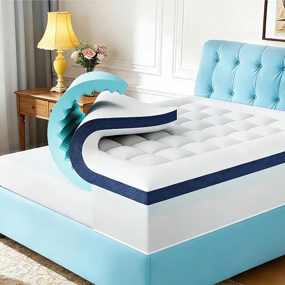 4 Inch Memory Foam Dual-Layer Mattress Topper Queen Size - 2Inch 1000GSM Quilted Pillow Top with Down-Alternative + 2Inch 5-Zone Egg Crate Memory Foam(Queen,60"x80")