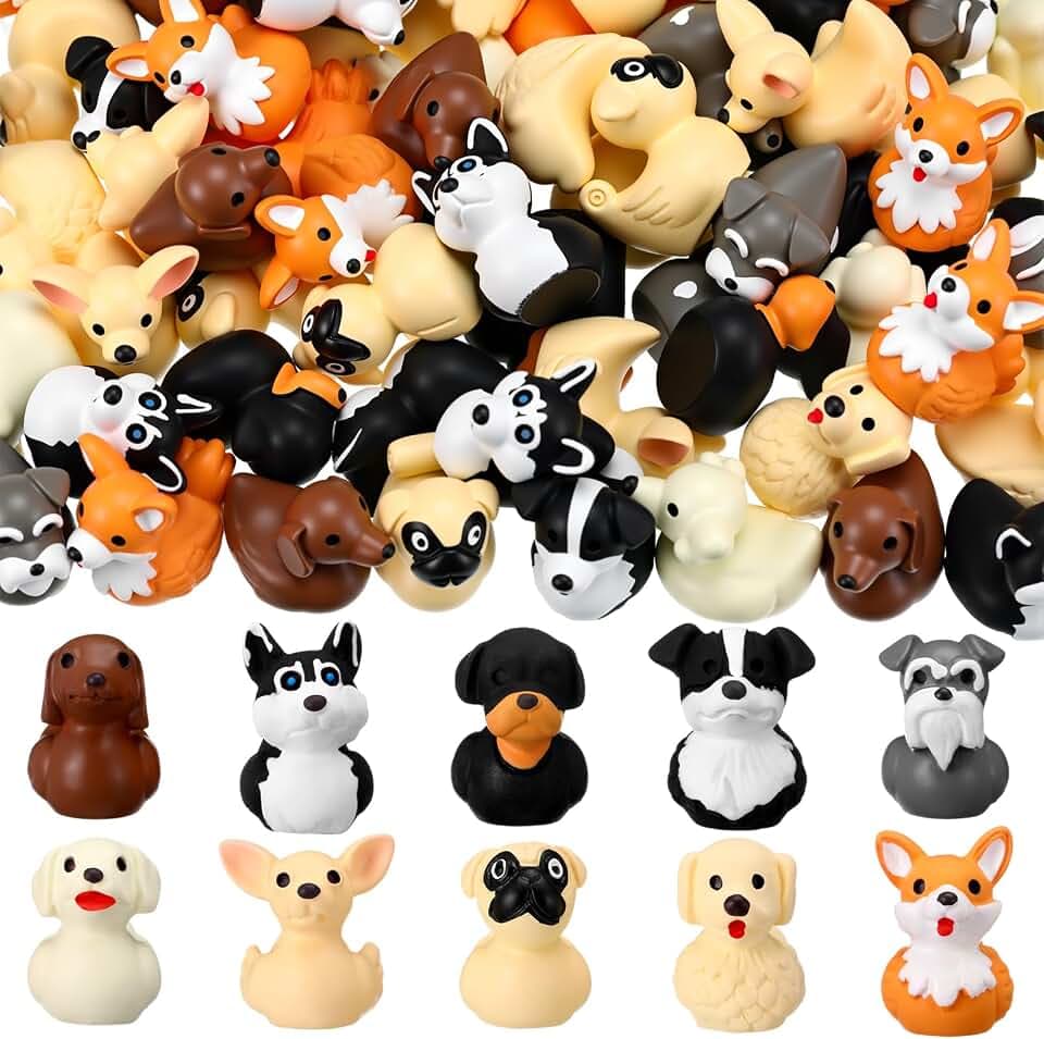 150 Pcs Mini Resin Dog Ducks Bulk, Mini Dog Figurines for Party Favors