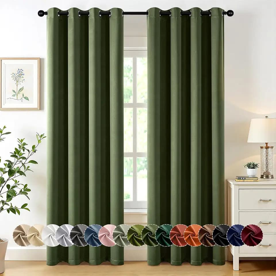 MIULEE Blackout Curtains for Bedroom 2 Panels 50 x 84 Inch Long Olive Green