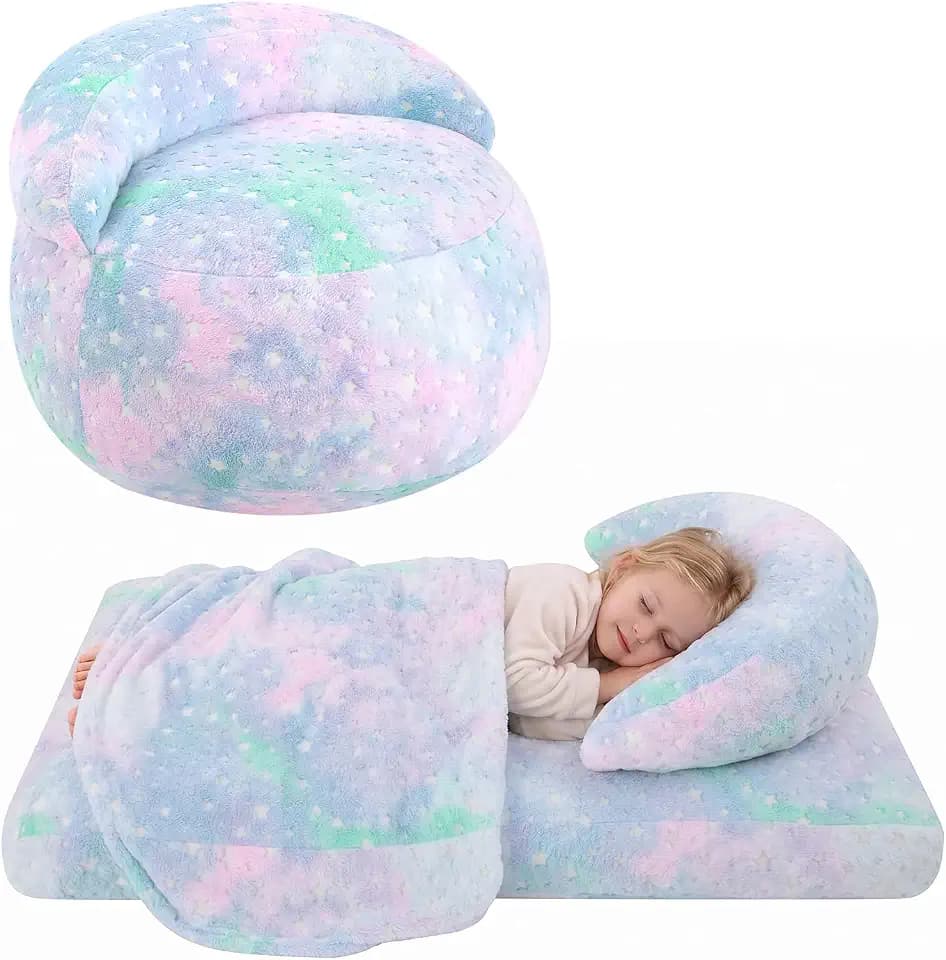 COMAX Bean Bag Chairs for Kids, 3-in-1 Convertible Kids Bean Bag Bed