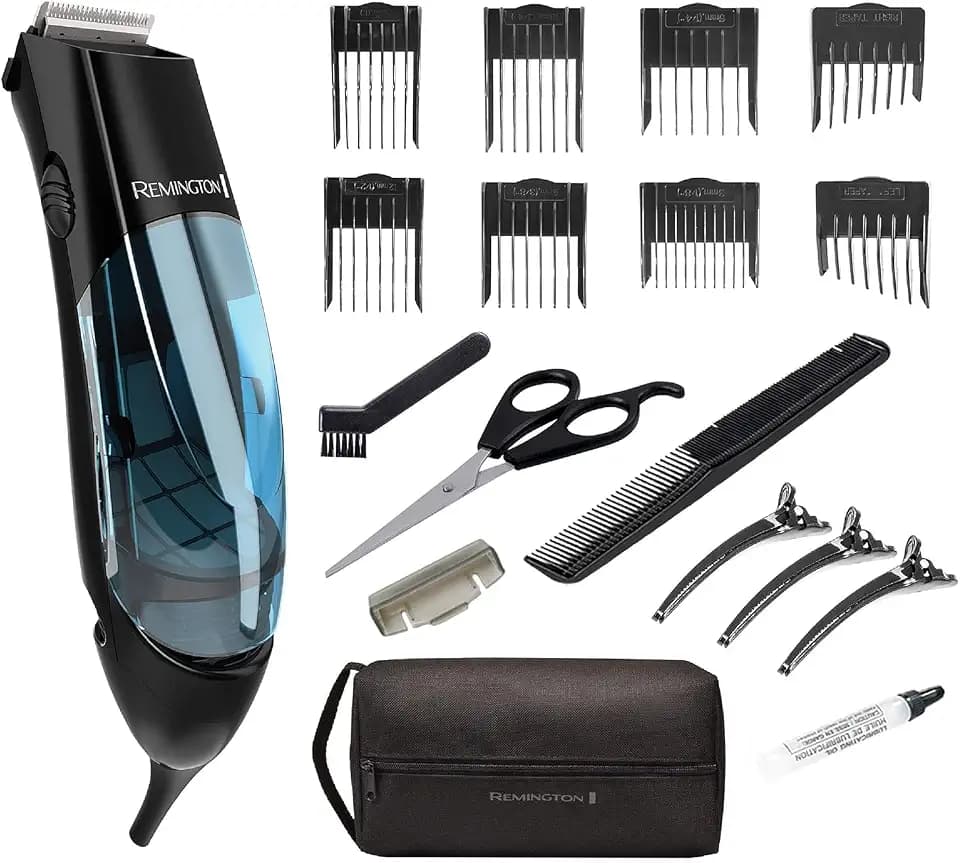 Remington Vacuum Hair Clippers for Men, 18-Piece Haircut Kit