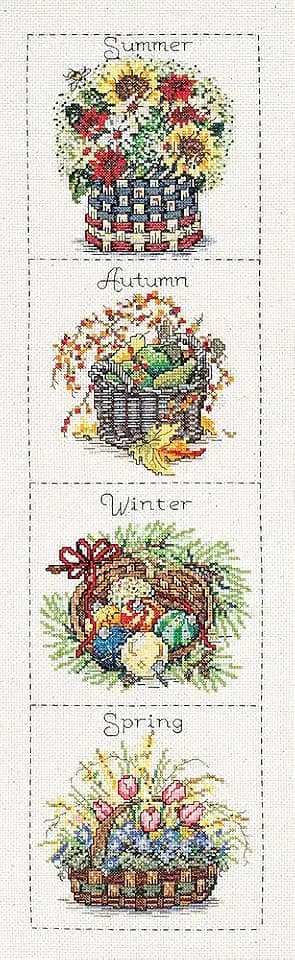 Janlynn Seasonal Baskets Counted Cross Stitch Kit, 6-Inch x 24-Inch