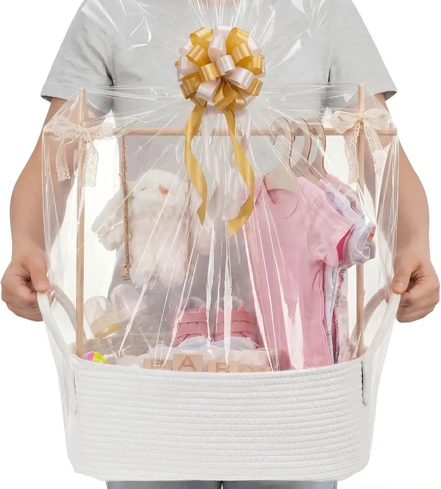 Baby Shower Basket Gift Set Baby Crate Closet,White