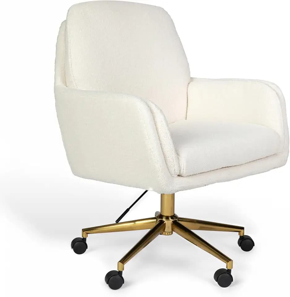 Martha Stewart Clara Upholstered Office Chair, Off-White