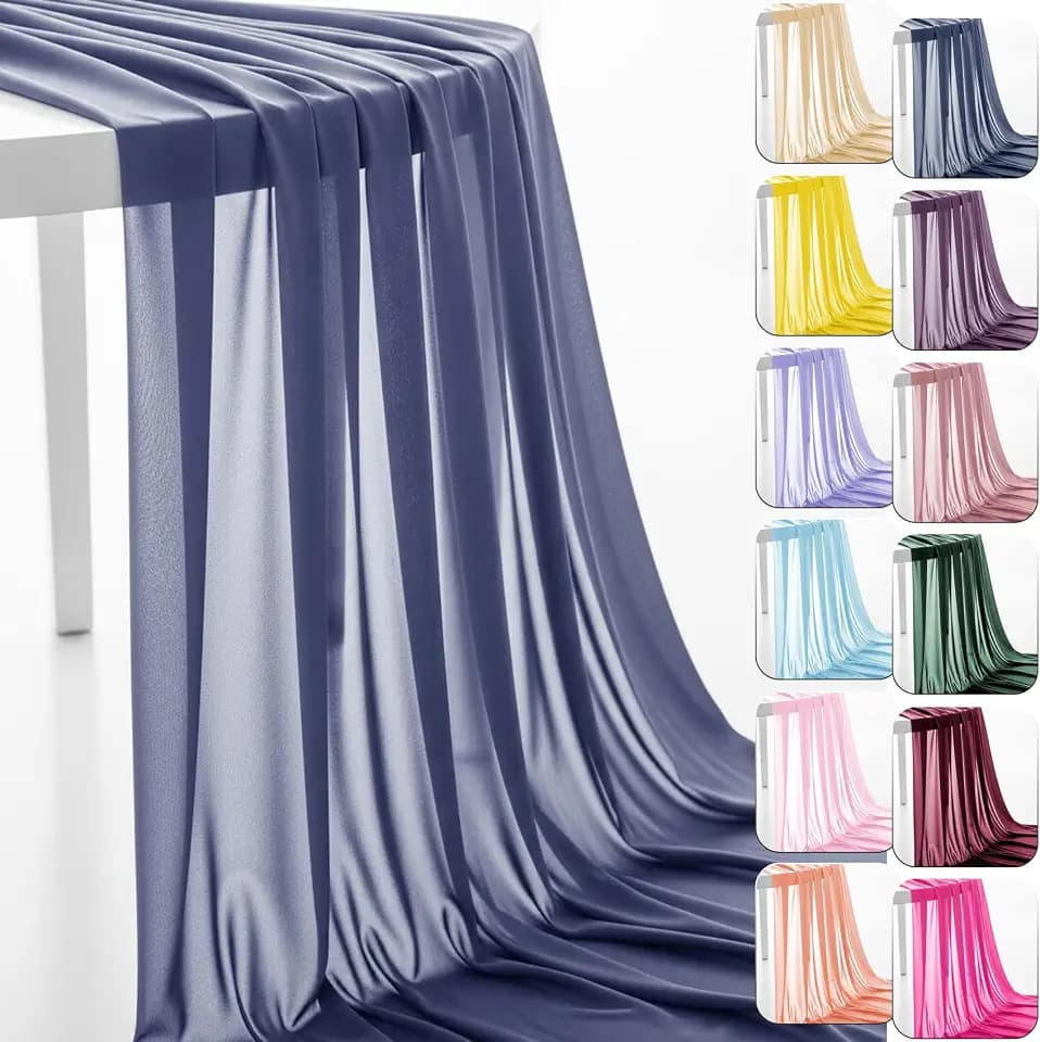 IONTACH Dusty Blue Chiffon Fabric by The Yard 60 Inch X 5 Yards