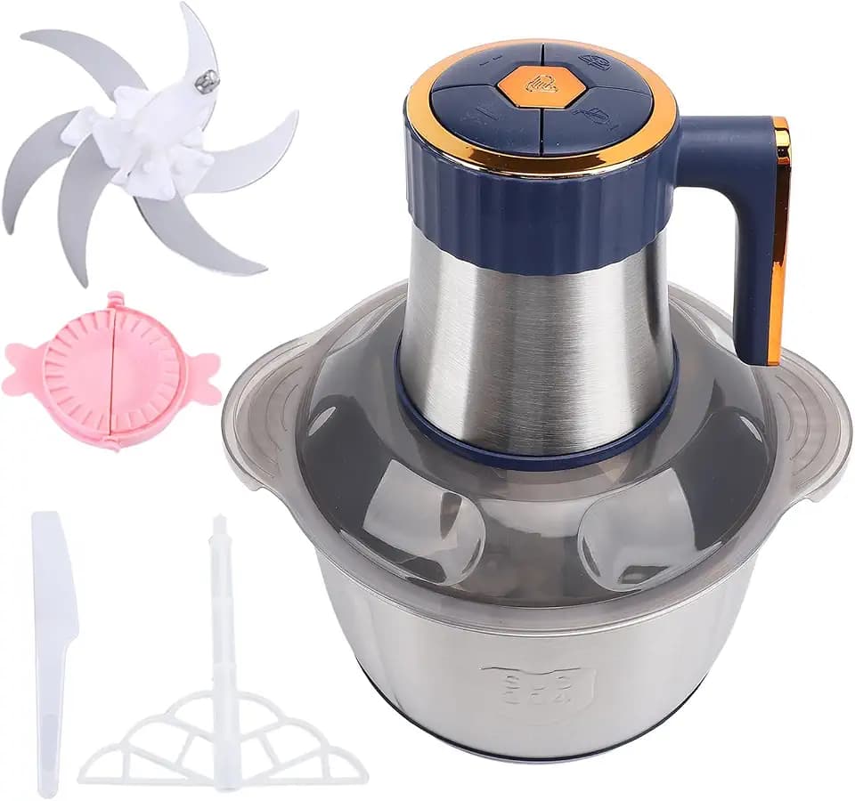 Electric Food Chopper, Meat Grinder with 5L Stainless Steel Bowl, 500W Copper Motor for Kitchen Meat Vegetables Onion Garlic Salad Fruits Nuts (US Plug 110V)