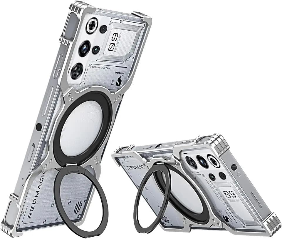For ZTE Nubia RedMagic 11 Pro/11S Pro/11 Pro+/11S Pro+ Metal Case, Premium Aluminum Cool Metal Frameless Design Bumper case Compatible with Magsafe Kickstand Rotatable Magnetic Holder (Silver)