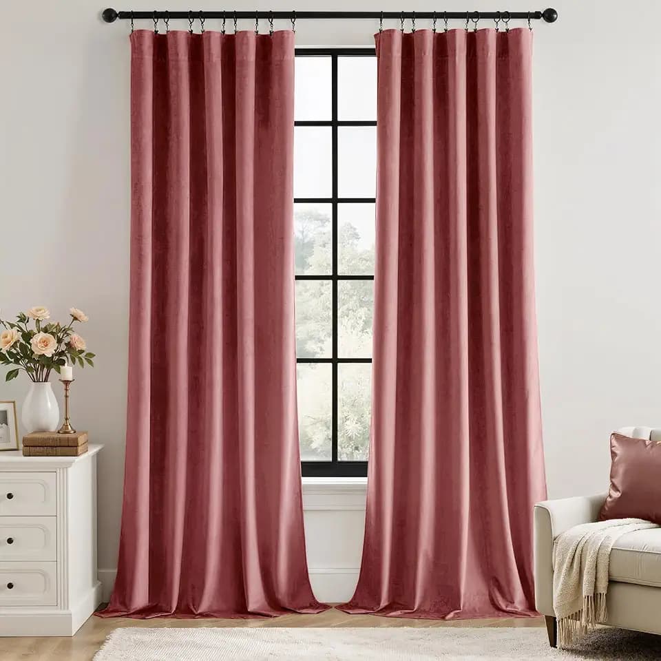 MIULEE Dusty Rose Velvet Blackout Curtains 84 Inch Long 2 Panels, W40 x L84