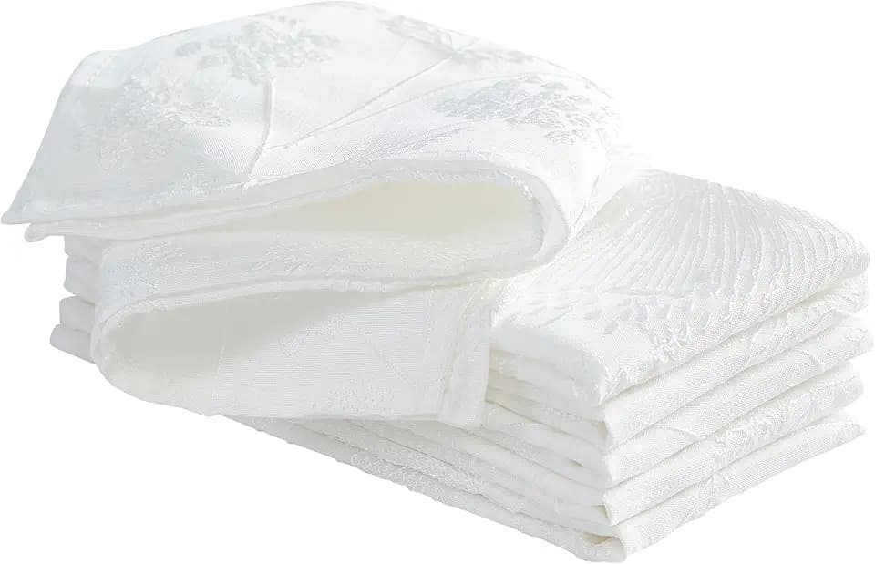 Laura Ashley Set of 6 Raised Embroidered Napkins, Cynthia White