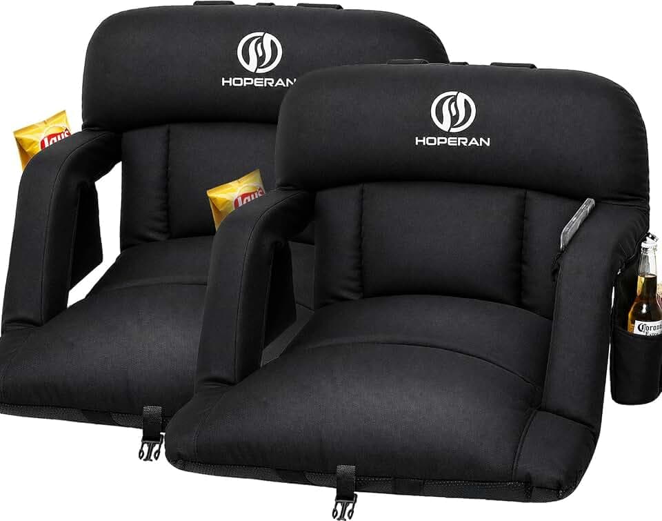 HOPERAN 25" Stadium Seats for Bleachers, 4.3" Extra Thick Sofa-Style,2-Pack