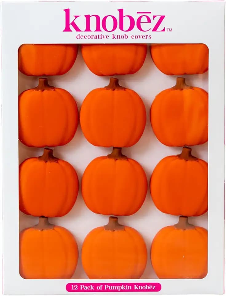 Knobēz 12pk Pumpkin Decorative Knob Covers - Autumn Cabinet Decorations
