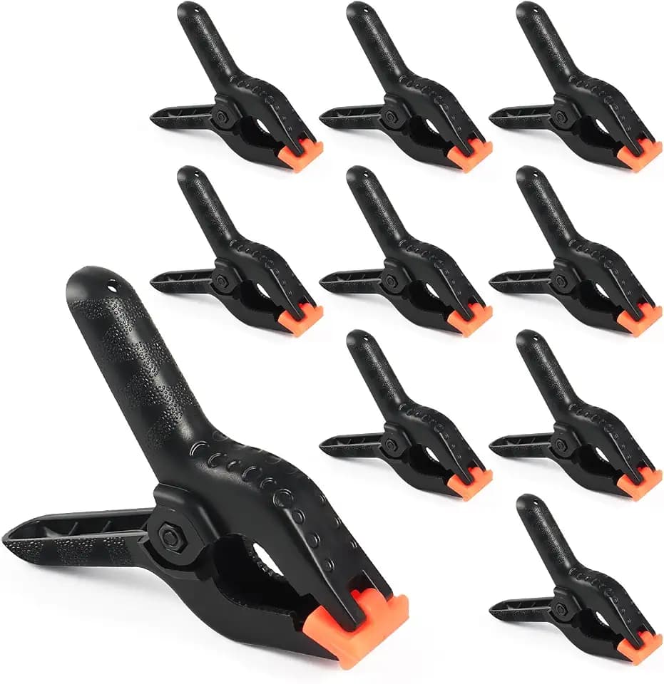 RELBRO Spring Clamps, 4.5 Inch Plastic Clips, Heavy Duty, Black, 10 Pcs