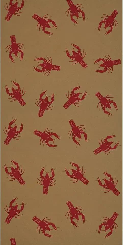 Beistle Crawfish Kraft Paper Table Roll – Brown with Random Red Crawfish Print for Southern-Themed Parties, Rustic Seafood Boils and Cajun Celebrations, Mardi Gras Party Table Cover, 24” x 50’