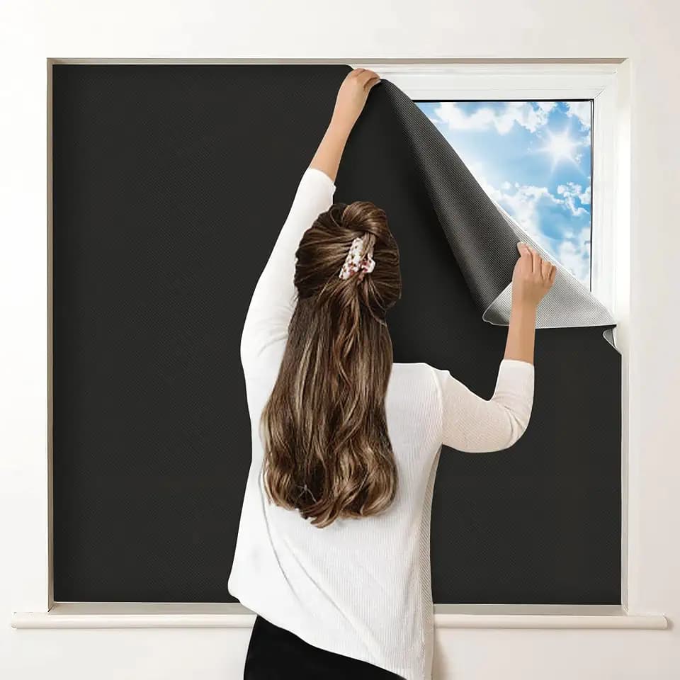 Petaholic 100% Blackout Curtains for Bedroom, Portable DIY Window Blinds, No Drill Window Shades & Blackout Blinds with Stickers & Tabs for Travel, Dorm Room, Media Room (157" x 57")