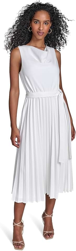 Calvin Klein Scuba Crepe Pleat Skirt Dress
