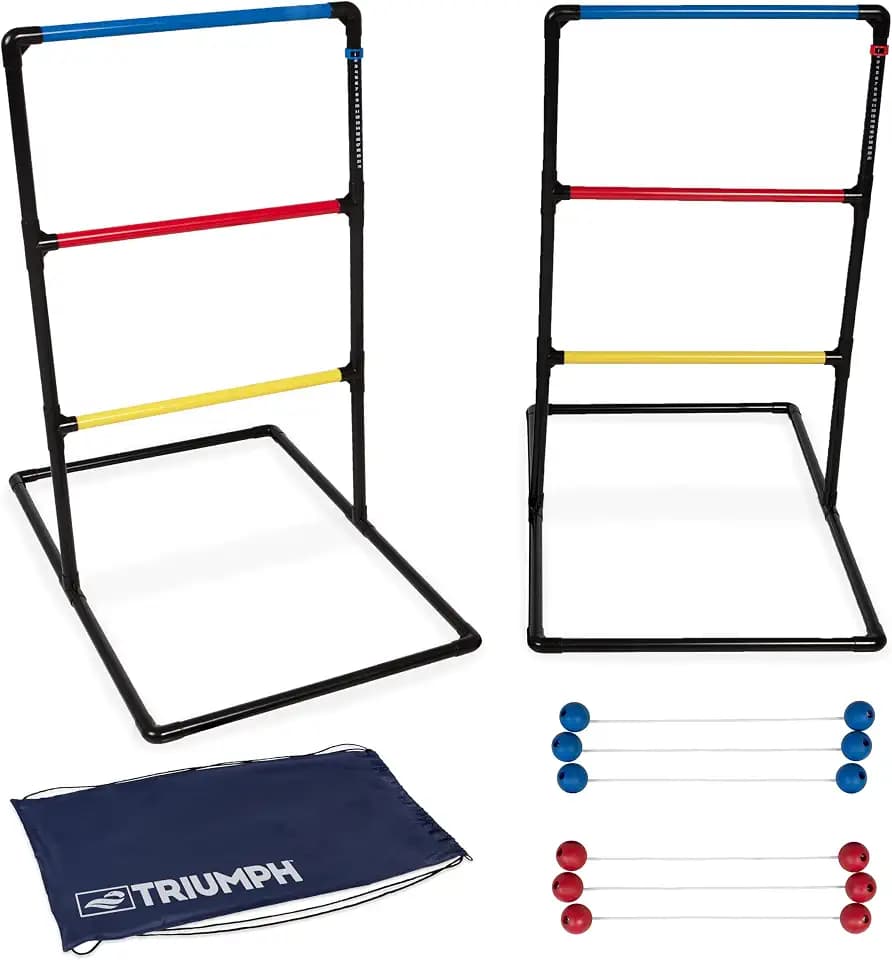 Triumph Premium Ladder Toss Outdoor Game Set with 6 Soft Bola Balls, Travel Carrying Case and Score Trackers - Choose Between Classic and All Pro Series
