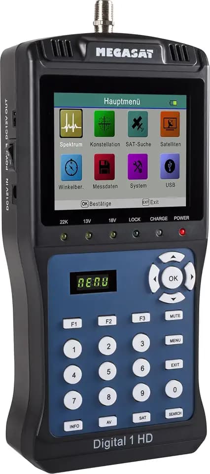 Megasat Digital 1 HD – Sat-Messgerät, Live-TV Bild, 3,5″ Farbdisplay