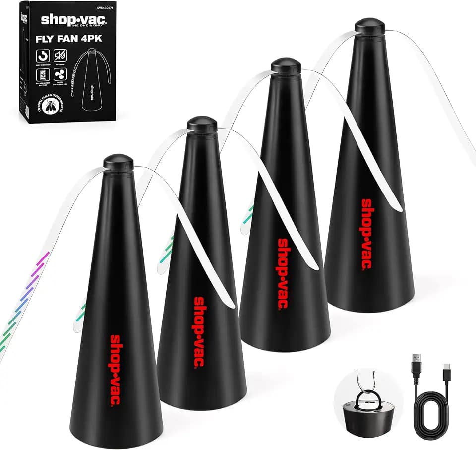 Shop-Vac Fly Fans for Tables Rechargeable 4 Pack, Portable Outdoor Food Fan