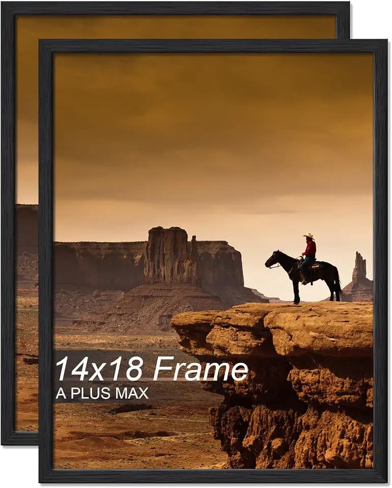 A PLUS MAX 14x18 Picture Frame Set of 2 Black Light Weight Wall Mount