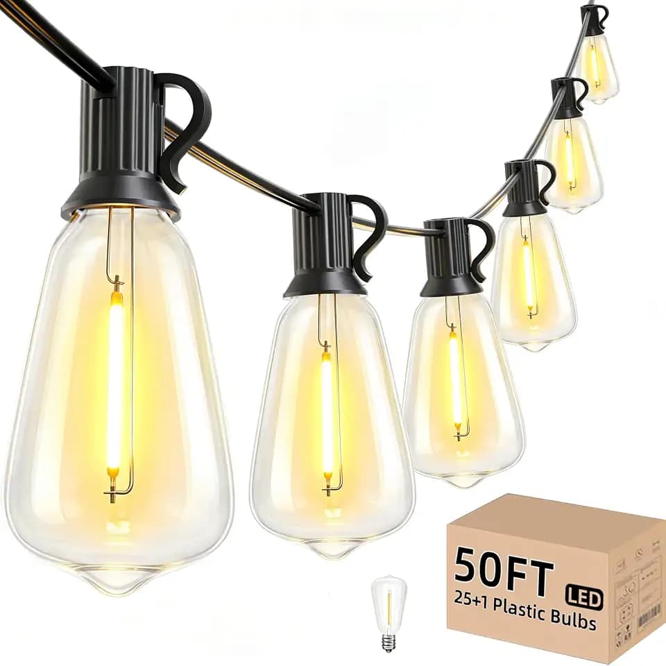 Svater 50 FT Outdoor String Lights LED, Patio Light Waterproof 26 Bulbs