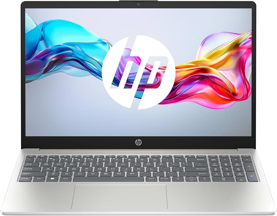 HP 15-fd0004sf Laptop 15,6 Zoll FHD, Laptop (Intel Core i3-N305, 8 GB RAM, 512 GB SSD, Intel UHD Graphics, Windows 11), Silber, AZERTY-Tastatur