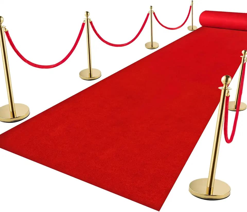 VOK Red Aisle Runner Carpet Rugs for Wedding Accessories, Premium 160 GSM Felt Non-Woven Fabric Runway Rug for Step, Ceremony Parties and Events Indoor or Outdoor Decoration (Red, 3X15 ft)
