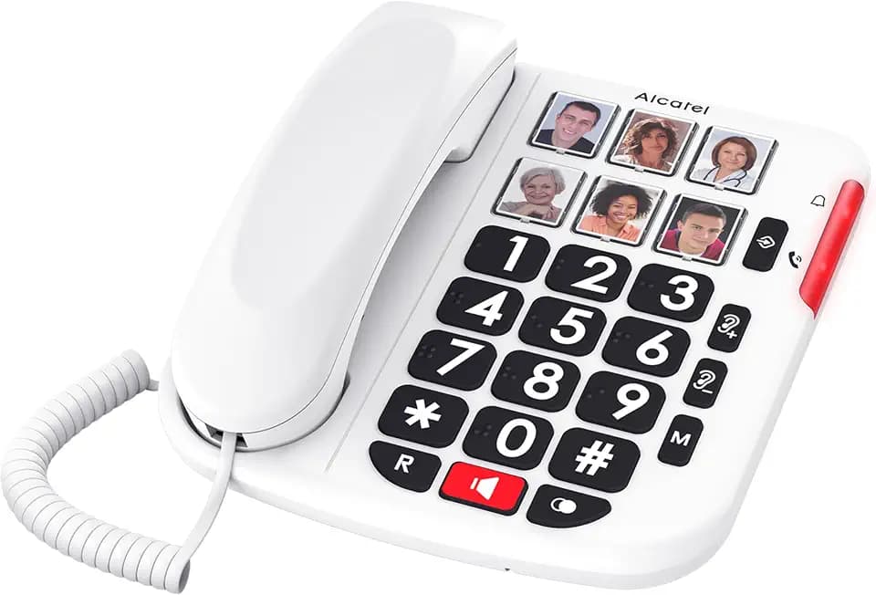 ALCATEL TMAX 10+ Schnurgebundenes Festnetztelefon für Senioren – Große Tasten – Audio Boost – Tasten mit Fotos – Freisprechen – Leuchtanzeige für Anrufe – Lauter Klingelton – Hörgerätekompatibel
