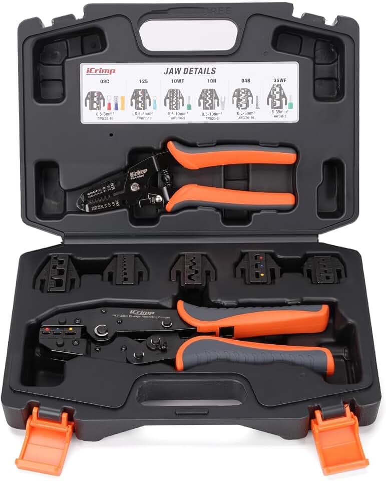 iCrimp Ratchet Crimping Tool Set with Quick Change Jaws AWG 20-2