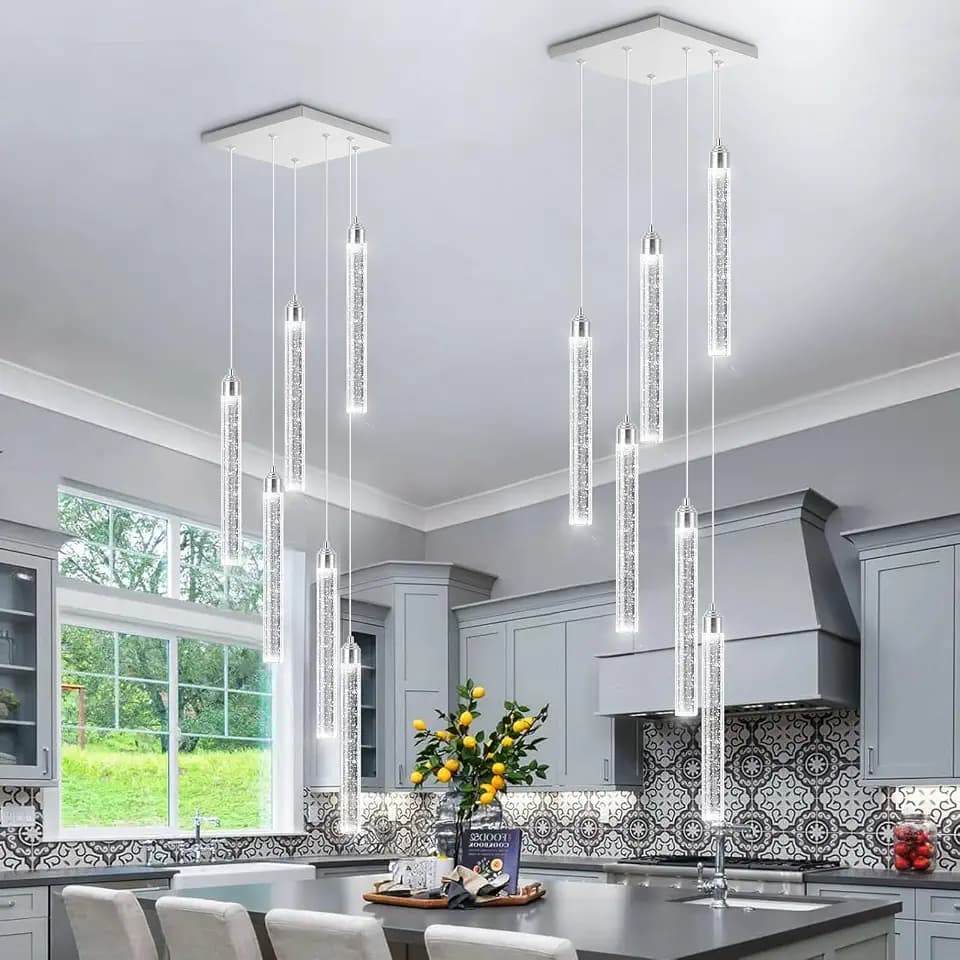 Modern Crystal Pendant Lights for Kitchen Island Mini Chandelier LED Dimmable Ceiling Handing Lighting for Dining Room Corridor 2700K 6000K