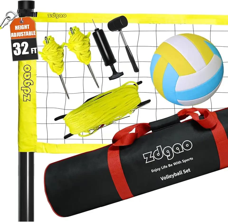 Zdgao Outdoor Portable Adjustable Volleyball Net System with Bag