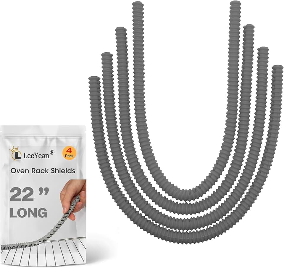 LeeYean Oven Guards for Racks - 4 Pack Heat Resistant Silicone Oven Rack Shields Cover 22 inches Long Oven Rack Edge Protector, Protect Against Burns and Scars