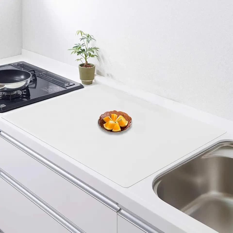 32''x24''(80cmx60cm) Silicone Mat for Kitchen Counter, Non-Slip Heat Resistant Countertop Protector, Waterproof Durable Kitchen Mat for Countertops, Islands (Semitransparent)