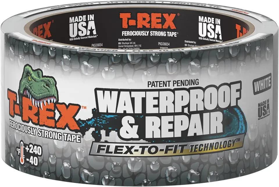 T-REX Brand Waterproof and Repair Tape, 1.88 in x 30 Ft, White, 1 Roll