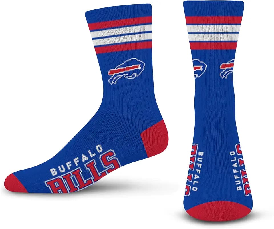 For Bare Feet Men's NFL 4-Stripe Deuce Performance Crew Socks