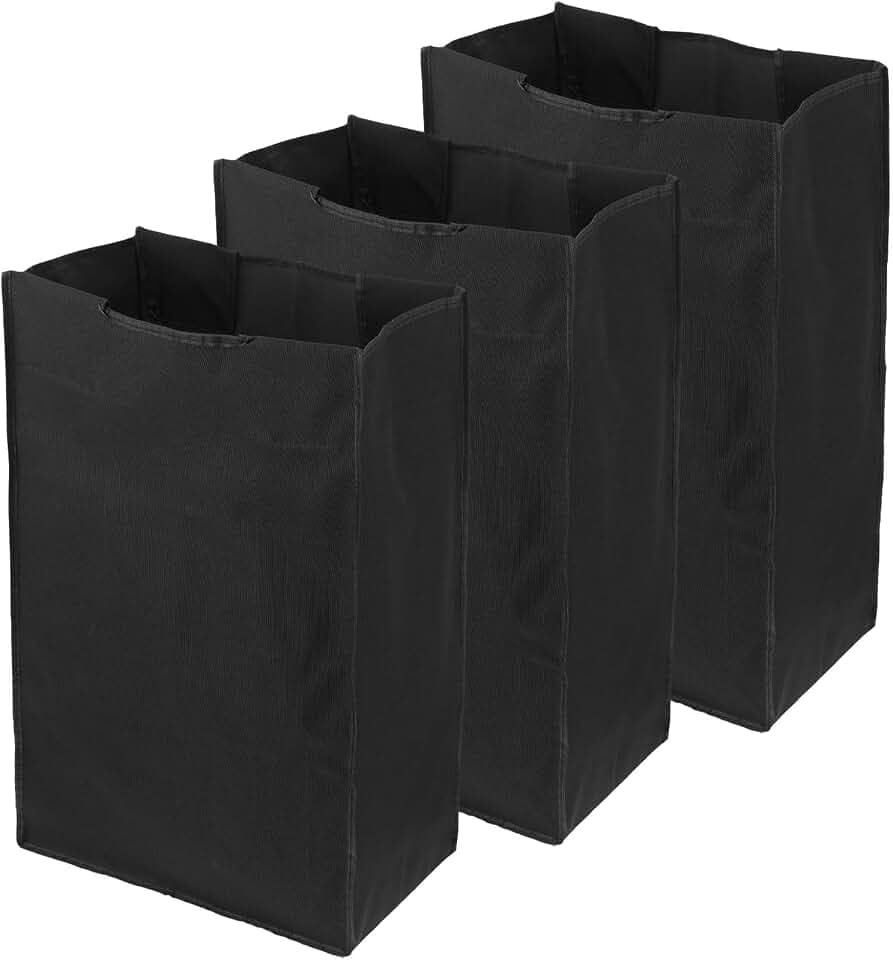 3 Pcs Laundry Sorter Replacement Bags Hamper Cart Removable Replacement Laundry Storage Organizer Bag Hamper Liner, 14.9 x 9 x 21.7 Inch (Black)