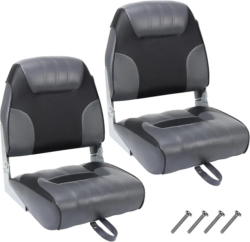 Garveelife 2 Pack Boat Seats, Low Back Folding Boat Seats, Fishing Boat