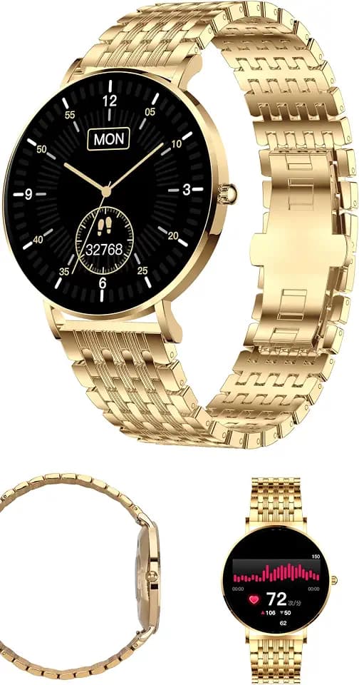 XCOAST SMARTWATCH SIONA 2 Elegance Citrin Gold – Damen Smartwatch Klein, AMOLED Touchscreen, 24/7 Puls, Schlafmonitor, 21+ Sportmodi, Schrittzähler, Wasserdicht, für iOS & Android