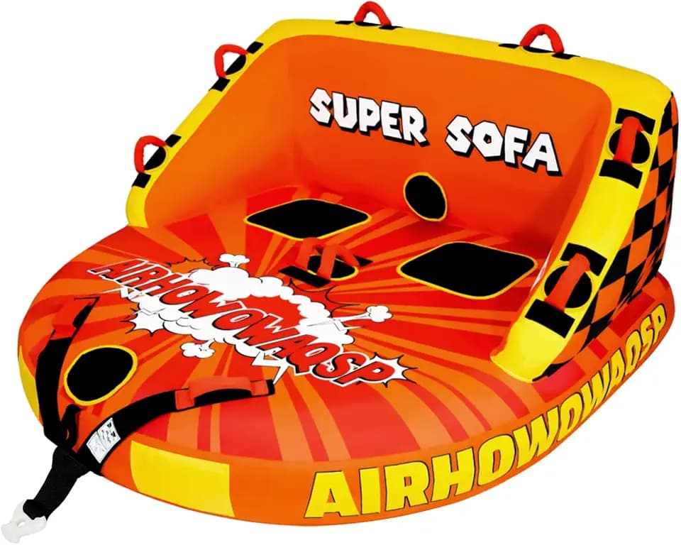Super Sofa Towable Tubes for Boating 1-4 Person,Tubes for Boats,Inflatable Pull Boats/Boat Tube/Water Tube,Front&Back Tow Points with Heavy-Duty Thick Nylon Cover for Water Sports