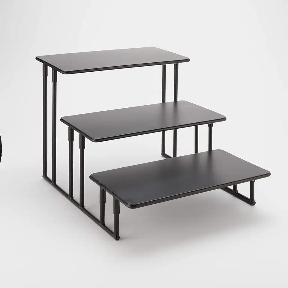 American Metalcraft ISP18 Rectangular Three-Tier Stand, Fixed, Black