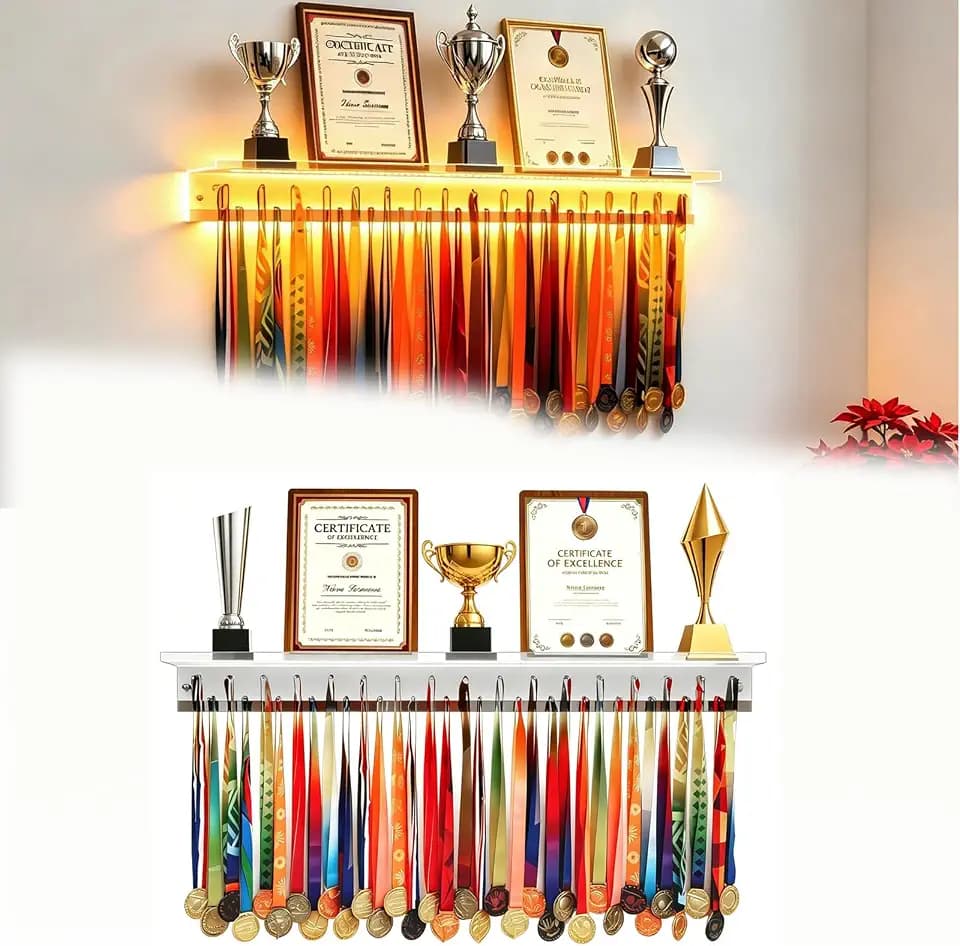 Lighting Acrylic Medal Hanger Wall Mount Trophy Display Rack