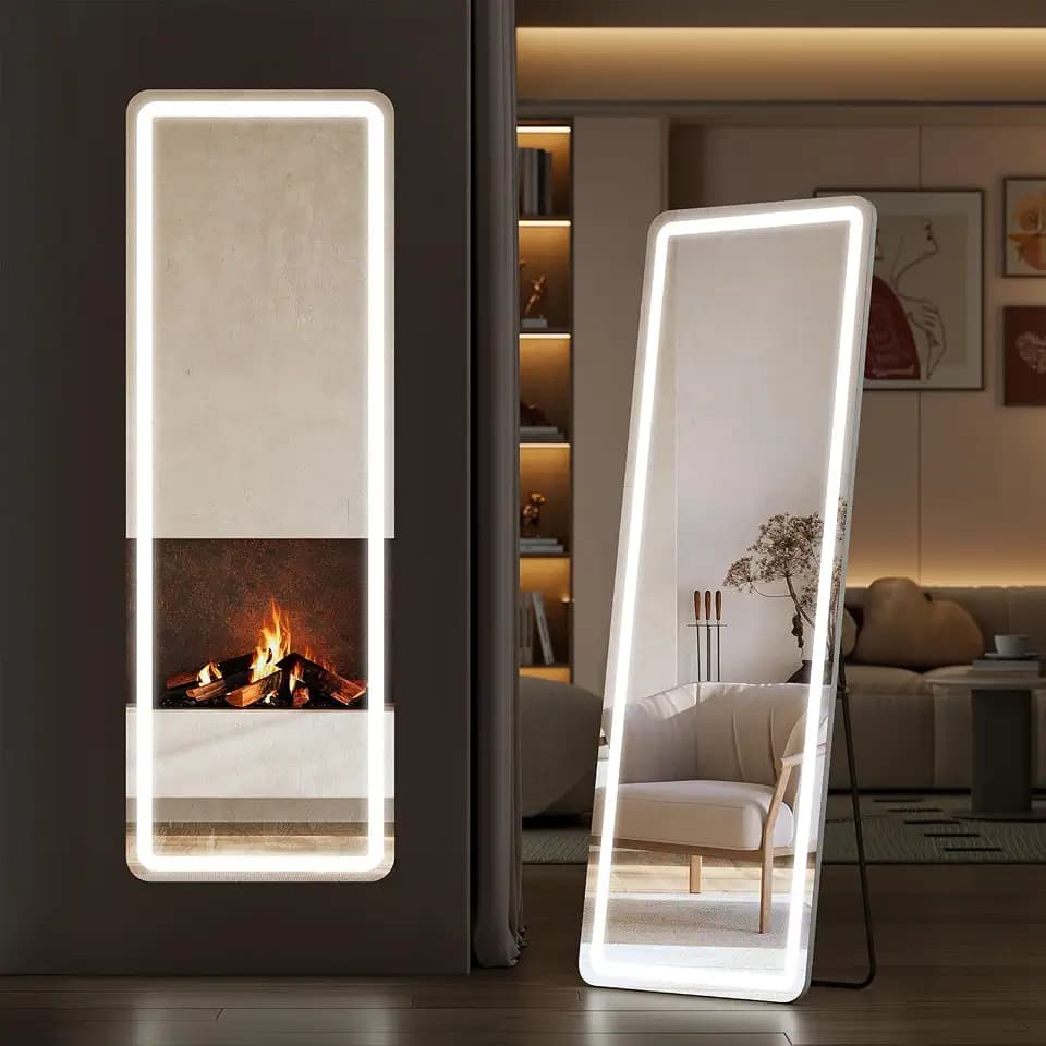 Sweetcrispy LED Full Length Floor Mirror, 60"x16" Lighted Full Body Mirror